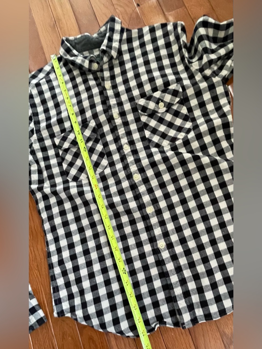 J.Crew Heavyweight Flannel Shirt L Black White Buffalo Check Button 100% cotton - Picture 5 of 6